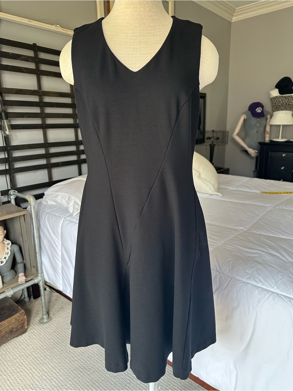 CAbi Black V-Neck Sleeveless A-Line Knit Dress size medium - Picture 5 of 15